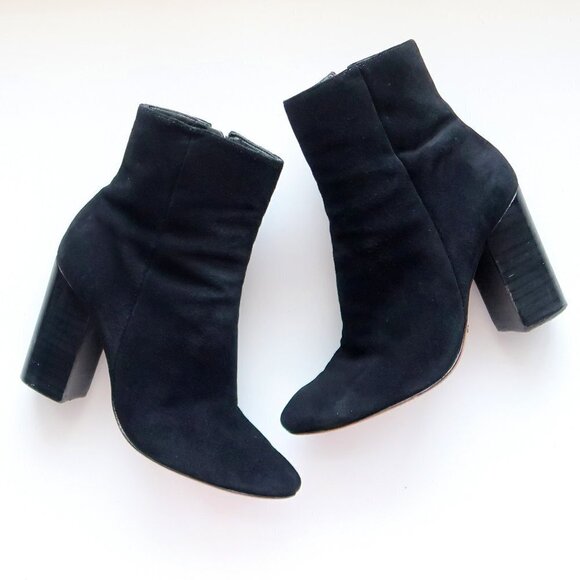 SCHUTZ Ravan Black Suede Leather Block Heel Ankle Boots / Booties Size 7.5 - Picture 16 of 16